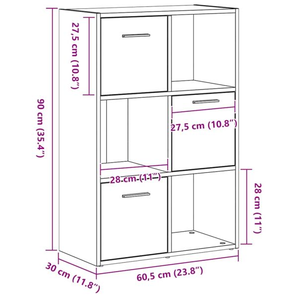 Шкаф за книги/Преграда за стая, черен дъб, 60,5x30x90 см, инженерно дърво