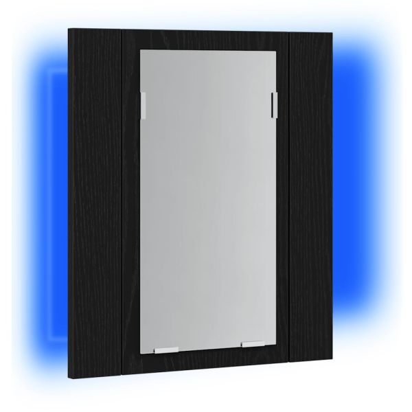 LED огледален шкаф за баня, черен дъб, 40x12x45 см, инженерно дърво