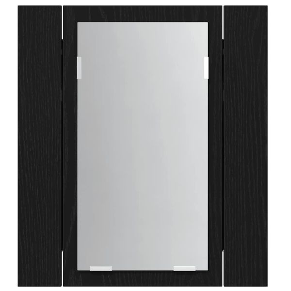 LED огледален шкаф за баня, черен дъб, 40x12x45 см, инженерно дърво