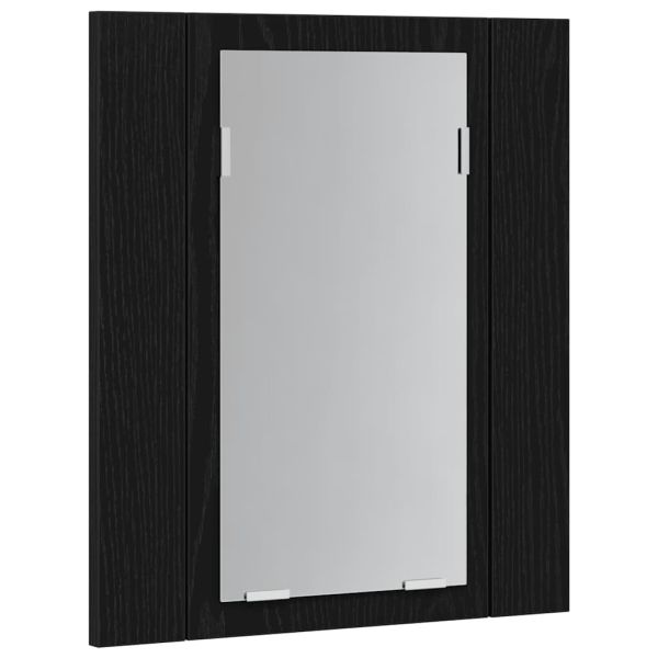 LED огледален шкаф за баня, черен дъб, 40x12x45 см, инженерно дърво