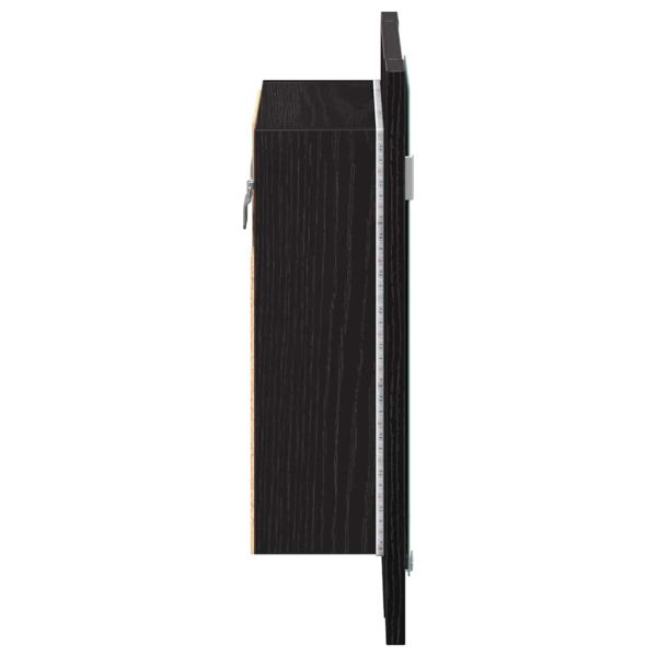 LED огледален шкаф за баня, черен дъб, 40x12x45 см, инженерно дърво