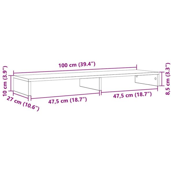 Стойка за монитор, черен дъб, 100x27x10 см, инженерно дърво