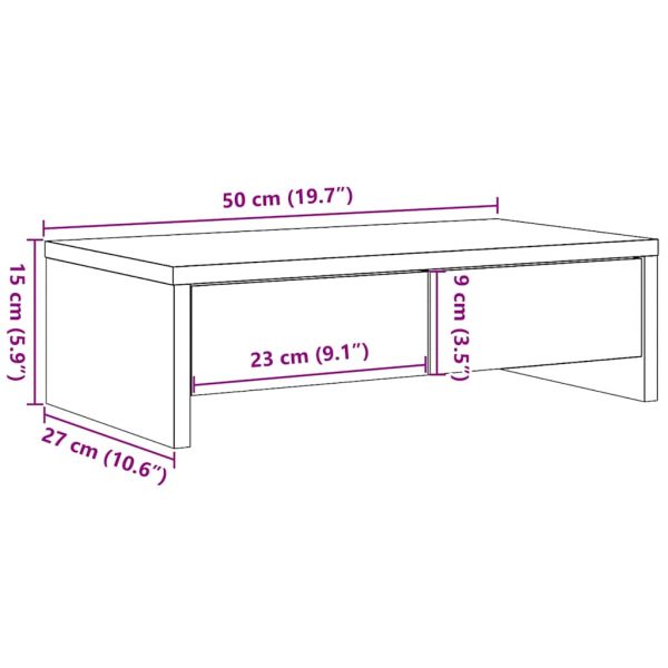 Стойка за монитор с чекмеджета, черен дъб, 50x27x15 см, инженерно дърво