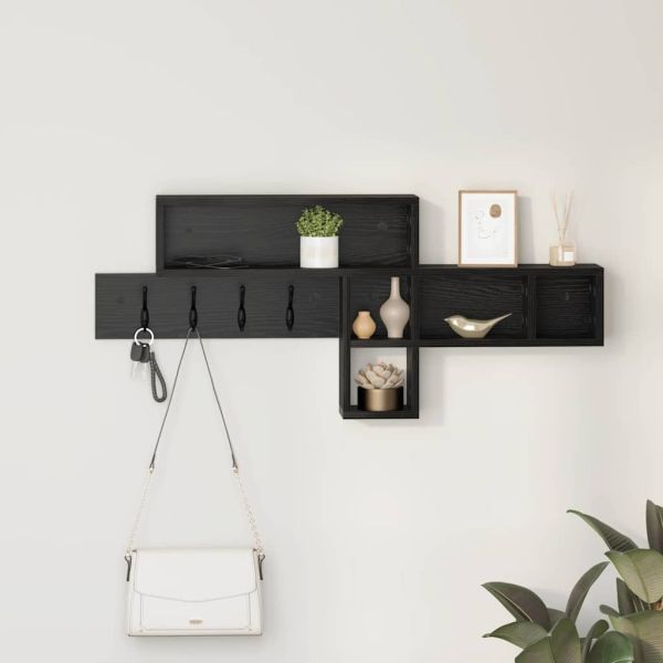 Стенен закачалка за палта с рафт Черния дъб 100 x 12 x 43,5 см