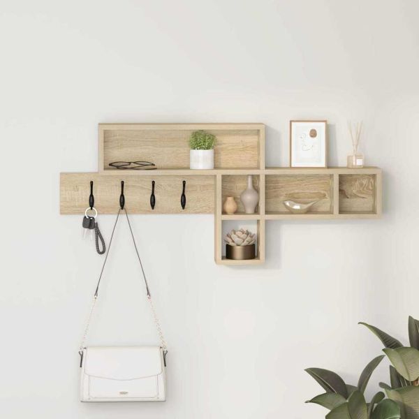 Стенен закачалка за палта с рафт Сонома дъб 100 x 12 x 43,5 см