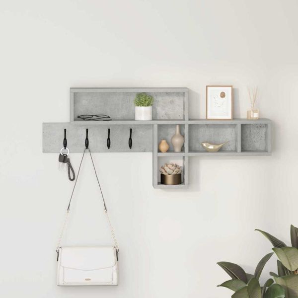 Стенен закачалка за палта Циментено сиво 100 x 12 x 43,5 см