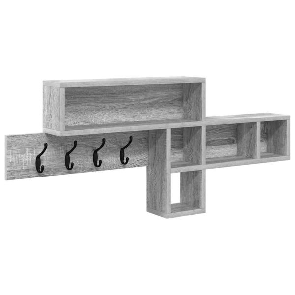 Стенен закачалка за палта с рафт Сив Сонома 100 x 12 x 43,5 см