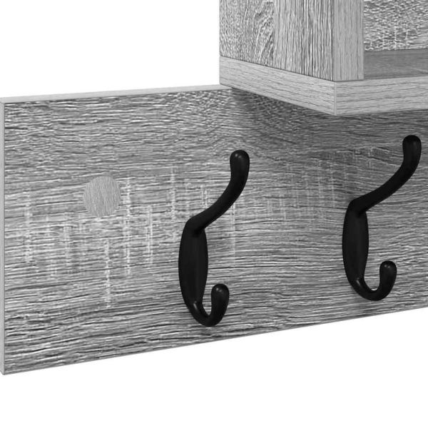 Стенен закачалка за палта с рафт Сив Сонома 100 x 12 x 43,5 см