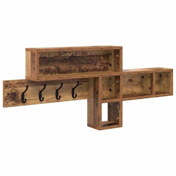 Стенен закачалка за палта с рафт Старо дърво 100 x 12 x 43,5 см