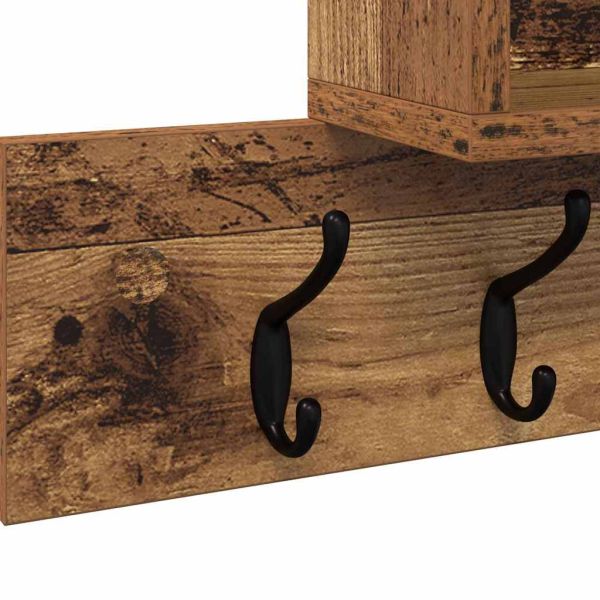 Стенен закачалка за палта с рафт Старо дърво 100 x 12 x 43,5 см