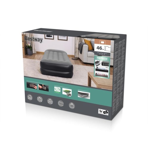 Надуваем матрак Bestway с вградена въздушна помпа, 191x97x46 см