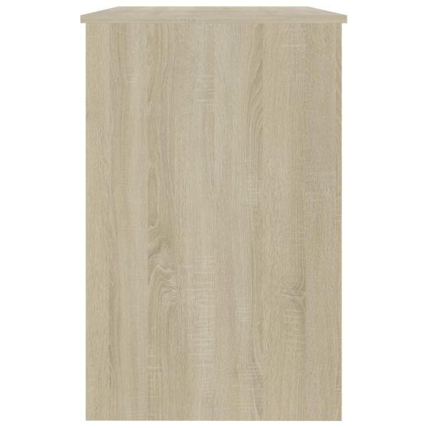 Бюро, бяло и дъб сонома, 100x50x76 см, ПДЧ