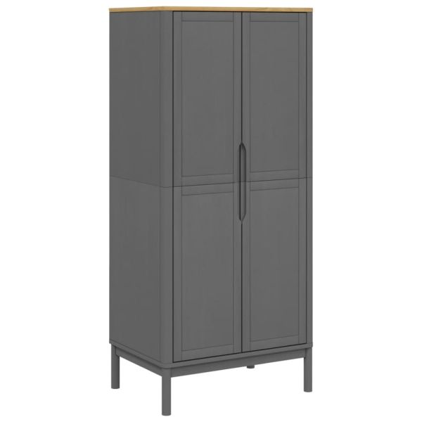 Гардероб FLORO, сив, 77x53x171 см, бор масив
