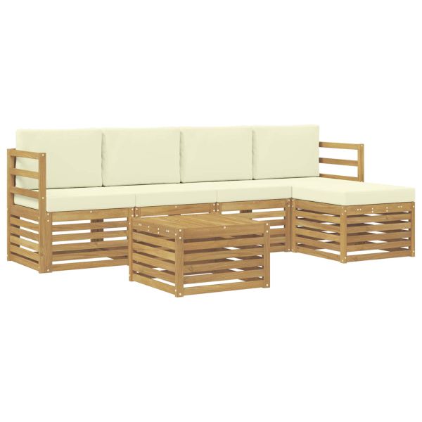 Комплект дивани за открито 6 pcs Бяло и кремаво 59 x 59 x 37 см