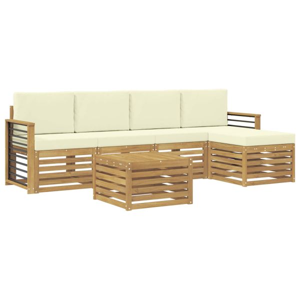 Комплект дивани за открито 6 pcs Бяло и кремаво 59 x 59 x 37 см