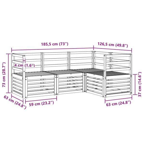Комплекти дивани 4 pcs Бяло 185,5 x 126,5 x 73 см