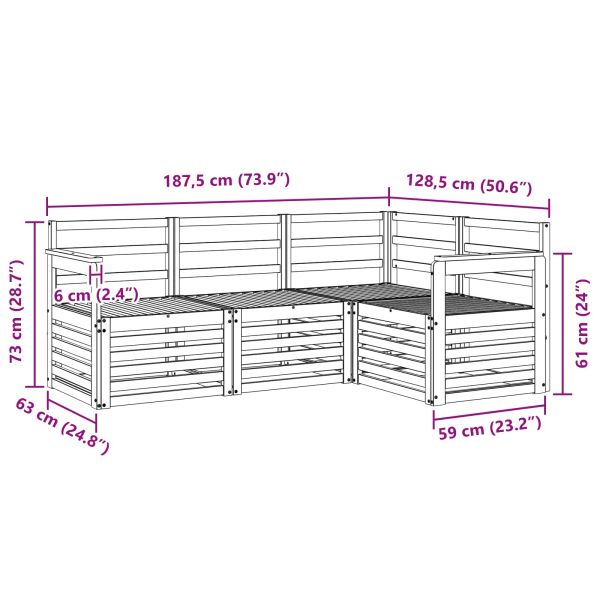 Комплекти дивани 4 pcs Бяло 187,5 x 128,5 x 73 см