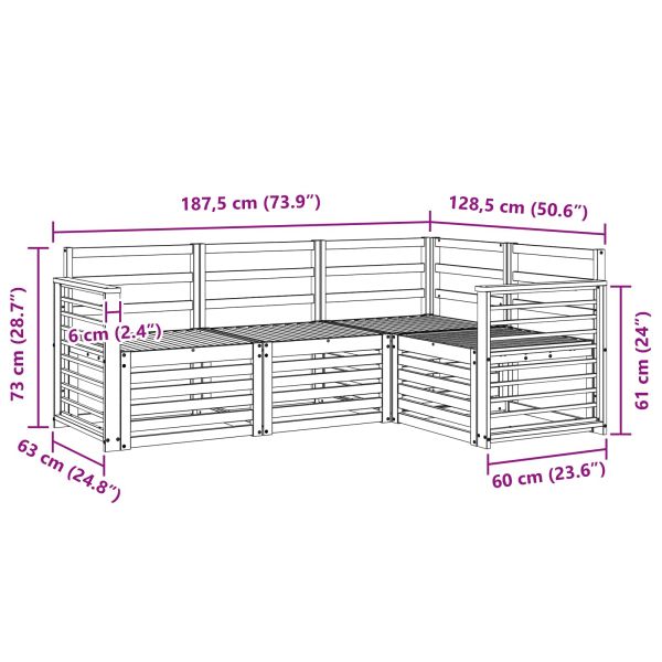 Комплекти дивани 4 pcs Бяло 187,5 x 128,5 x 73 см