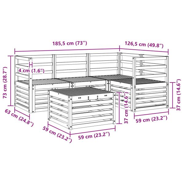 Комплект дивани за открито 5 pcs Бяло 59 x 59 x 37 см