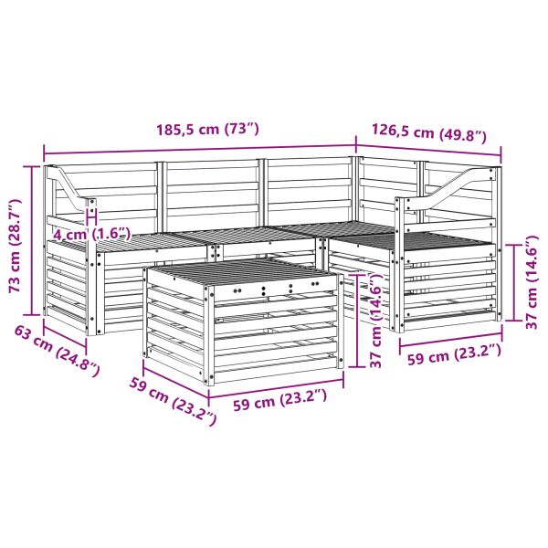 Комплект дивани за открито 5 pcs Бяло 59 x 59 x 37 см