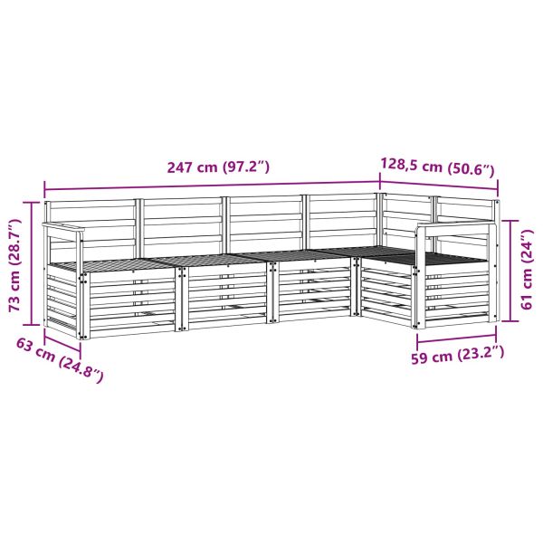 Комплект дивани за открито 5 pcs Бяло 247 x 128,5 x 73 см