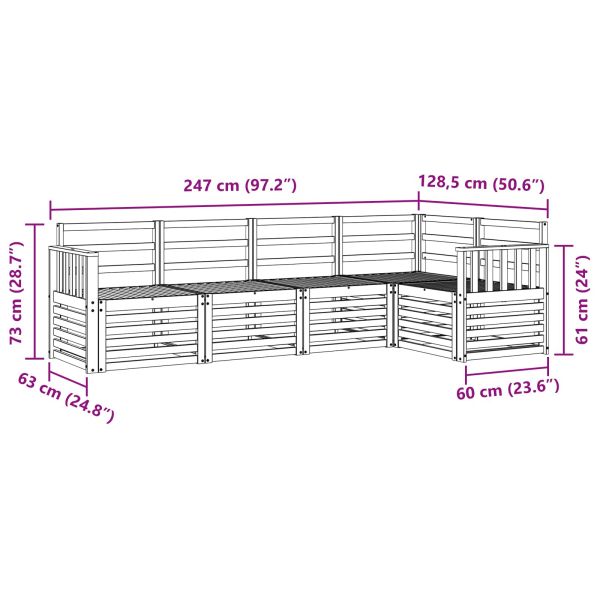 Комплект дивани за открито 5 pcs Бяло 247 x 128,5 x 73 см