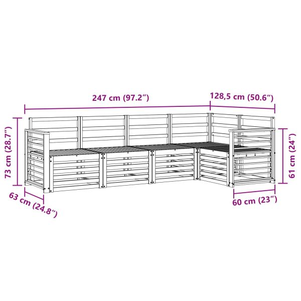 Комплект дивани за открито 5 pcs Бяло 247 x 128,5 x 73 см
