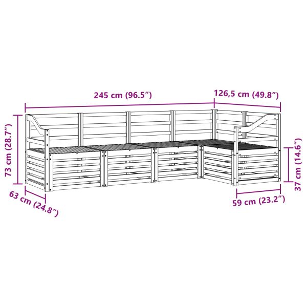 Комплект дивани за открито 5 pcs Бяло 245 x 126,5 x 73 см