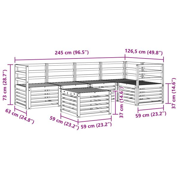 Комплект дивани за открито 6 pcs Бяло 59 x 59 x 37 см