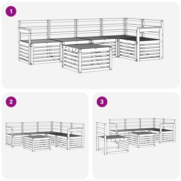 Комплект дивани за открито 6 pcs Бяло 59 x 59 x 37 см