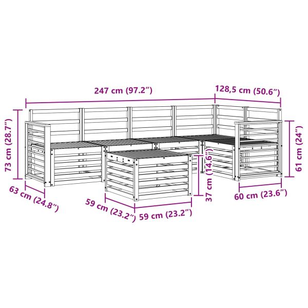 Комплект дивани за открито 6 pcs Бяло 59 x 59 x 37 см