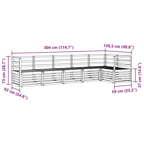 Комплект дивани за открито 6 pcs Бяло 304 x 126,5 x 73 см