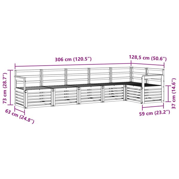 Комплект дивани за открито 6 pcs Бяло 306 x 128,5 x 73 см