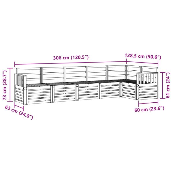 Комплект дивани за открито 6 pcs Бяло 306 x 128,5 x 73 см