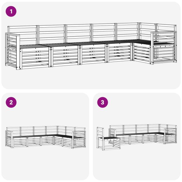 Комплект дивани за открито 6 pcs Бяло 306 x 128,5 x 73 см