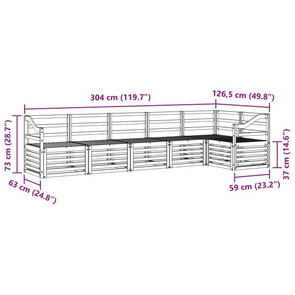 Комплект дивани за открито 6 pcs Бяло 304 x 126,5 x 73 см