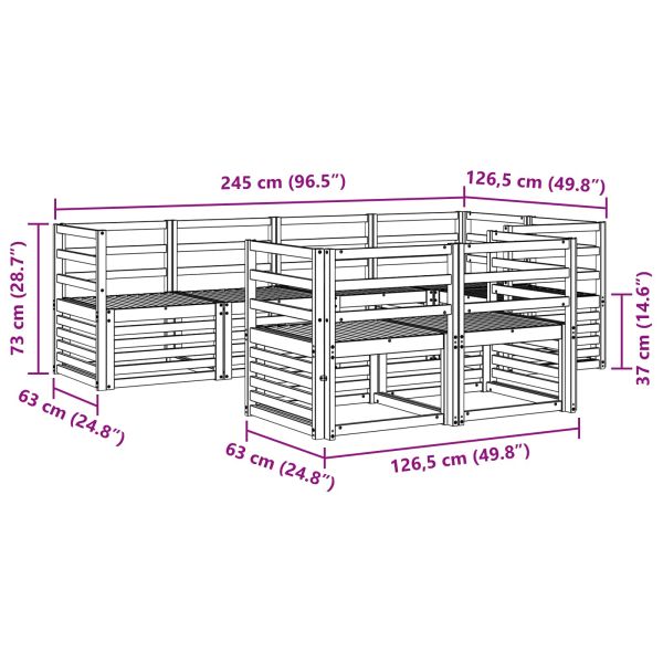 Комплект дивани за открито 7 pcs Бяло 245 x 126,5 x 73 см