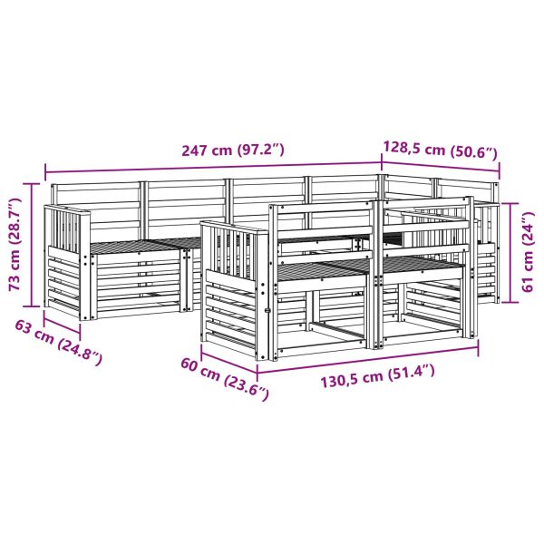 Комплект дивани за открито 7 pcs Бяло 247 x 128,5 x 73 см