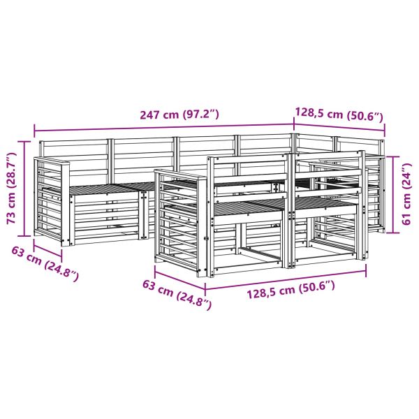 Комплект дивани за открито 7 pcs Бяло 247 x 128,5 x 73 см