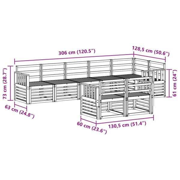 Комплект дивани за открито 8 pcs Бяло 306 x 128,5 x 73 см