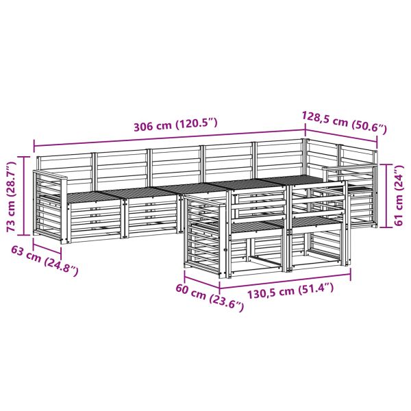 Комплект дивани за открито 8 pcs Бяло 306 x 128,5 x 73 см