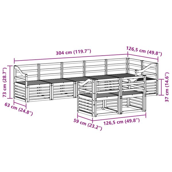 Комплект дивани за открито 8 pcs Бяло 304 x 126,5 x 73 см