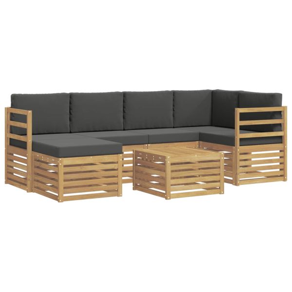 Комплект дивани за открито 7 pcs Бяло и антрацит Полиестер