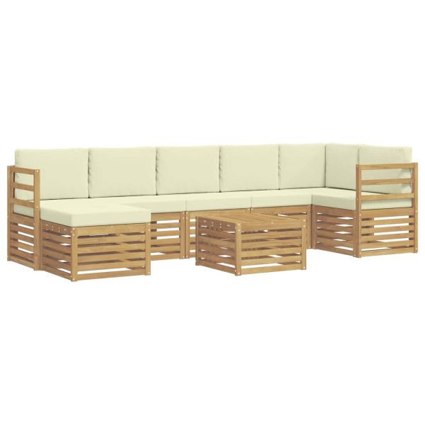 Комплект дивани за открито 8 pcs Бяло и кремаво 59 x 59 x 37 см