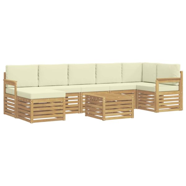 Комплект дивани за открито 8 pcs Бяло и кремаво 59 x 59 x 37 см