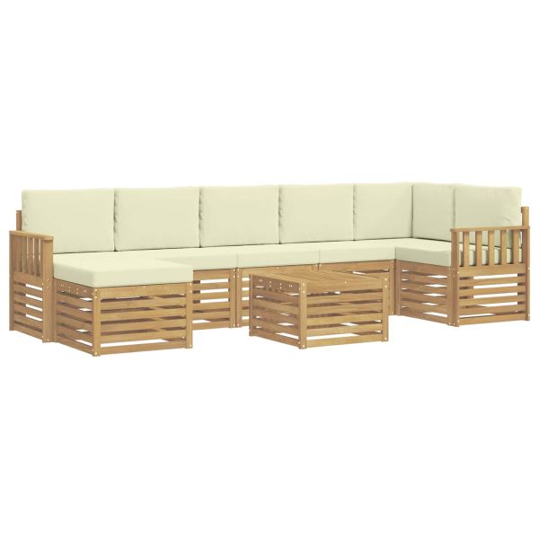 Комплект дивани за открито 8 pcs Бяло и кремаво 59 x 59 x 37 см