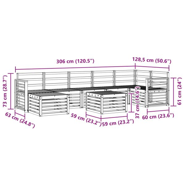 Комплект дивани за открито 8 pcs Бяло 59 x 59 x 37 см