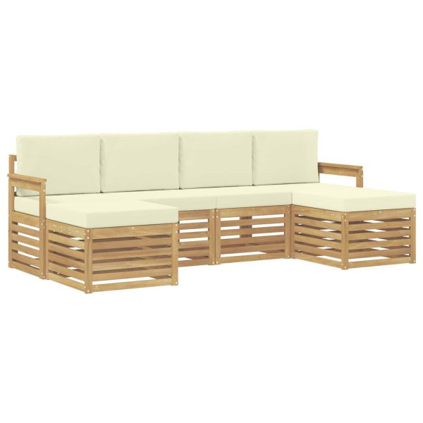 Комплект дивани за открито 6 pcs Бяло и кремаво