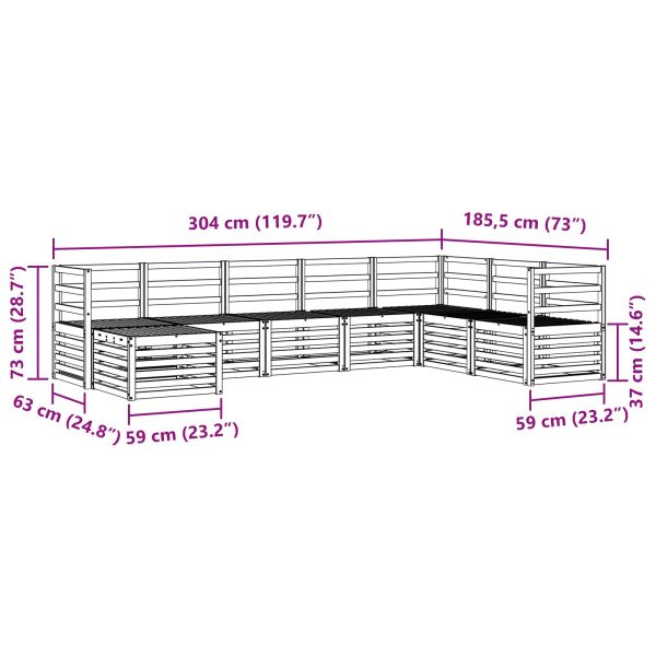 Комплект дивани за открито 8 pcs Бяло 304 x 185,5 x 73 см