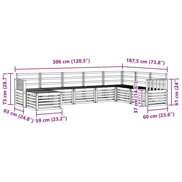 Комплект дивани за открито 8 pcs Бяло 306 x 187,5 x 73 см